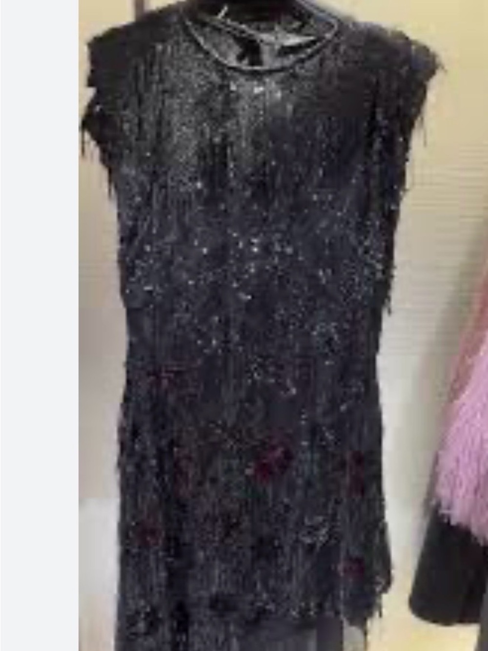Zara Black Sequined Fringe Mini Dress
